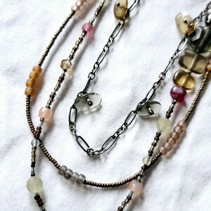 SILPADA .925 sterling silver chalcedony smokey quartz triple strand necklace